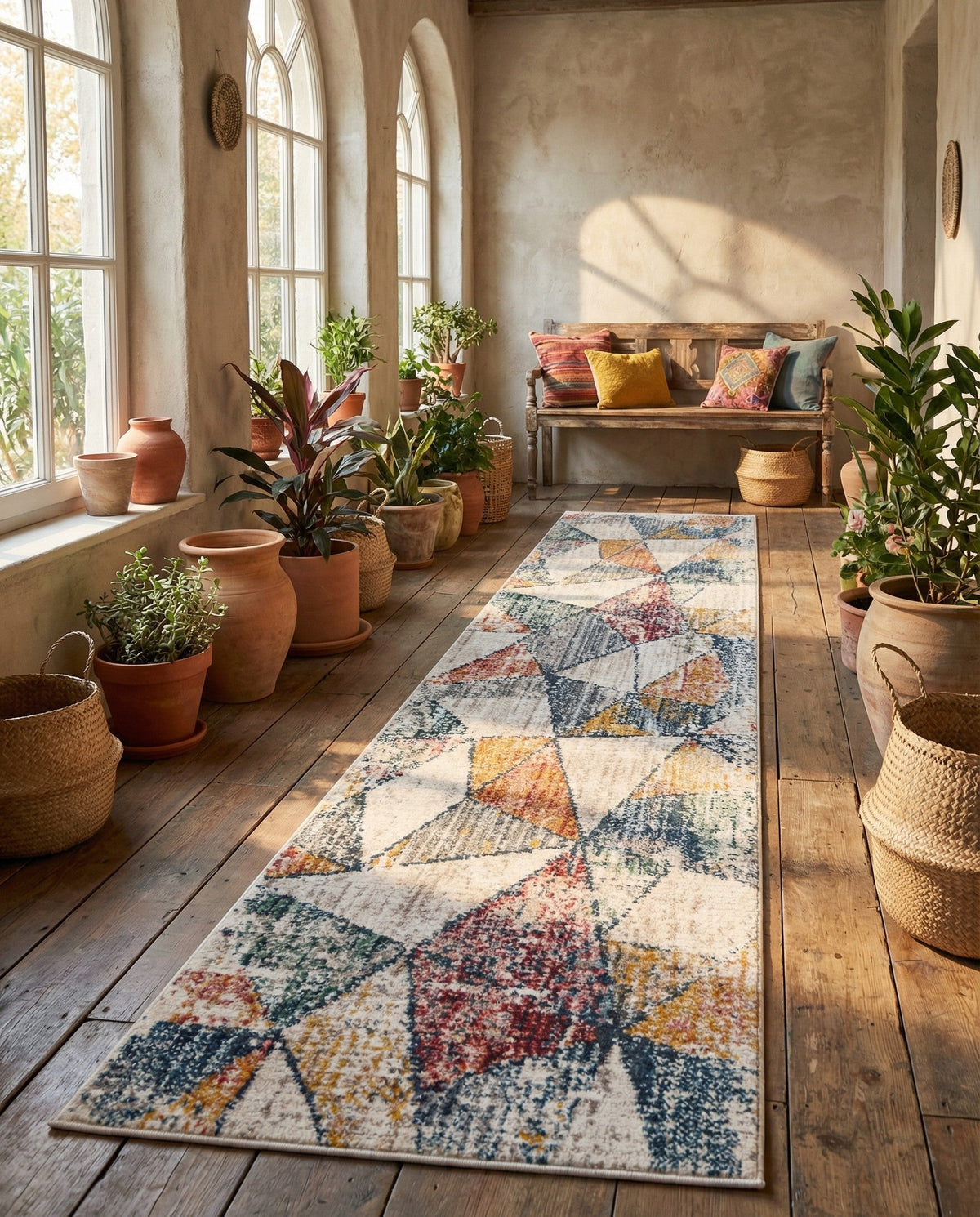 Jewel Oasis Collection Area Rug -  Topaz Runner Multi  lifestyle 80