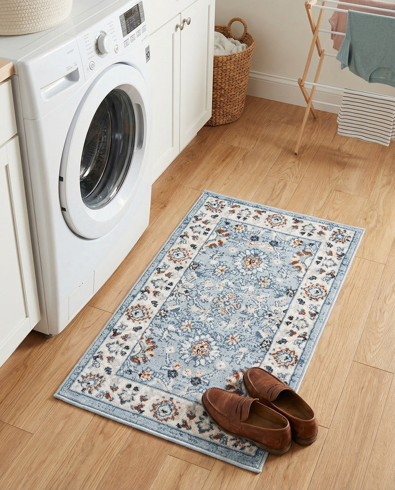 Savannah Elegance Collection Area Rug - Augusta (Aqua Blue) Rectangle Aqua Blue  lifestyle 9