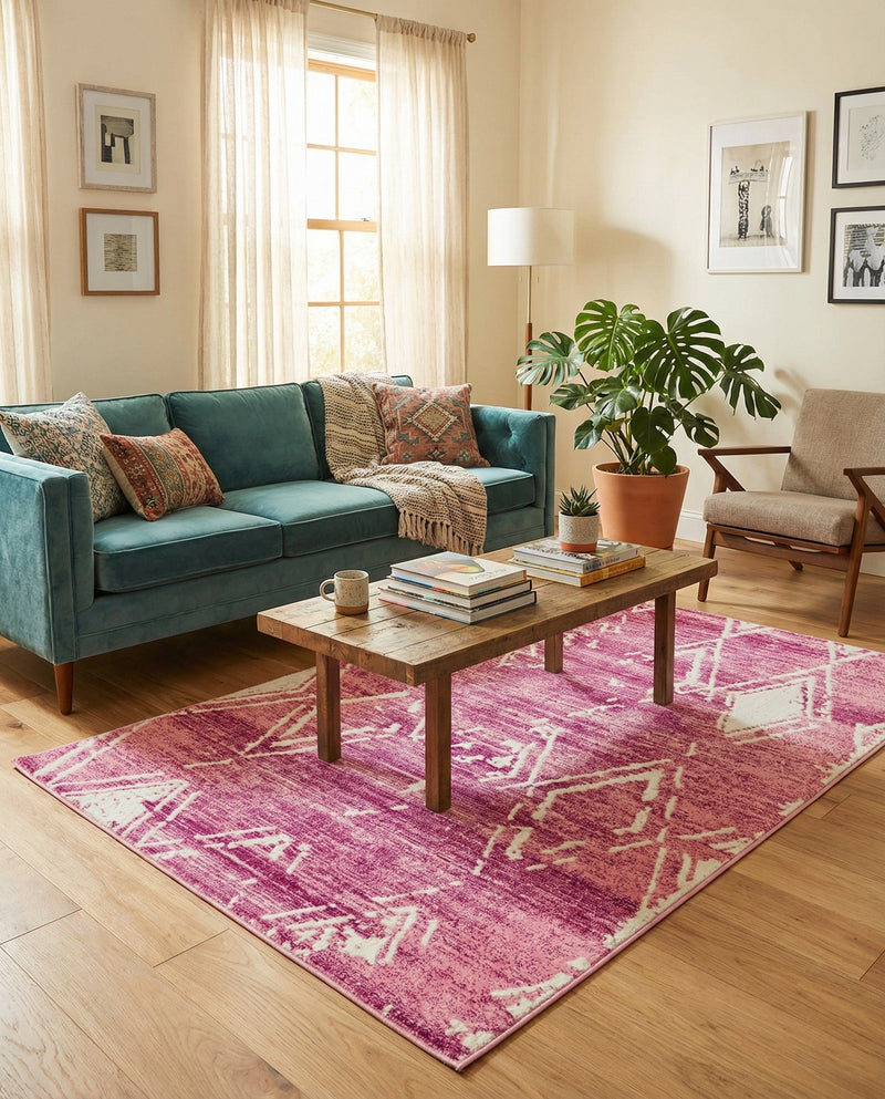 Metro Heights Collection Area Rug -  Madison Rectangle Pink  lifestyle 42