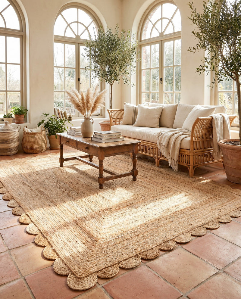 Serenity Braided Jute Collection Area Rug - Seaside Rectangle Natural  lifestyle 24