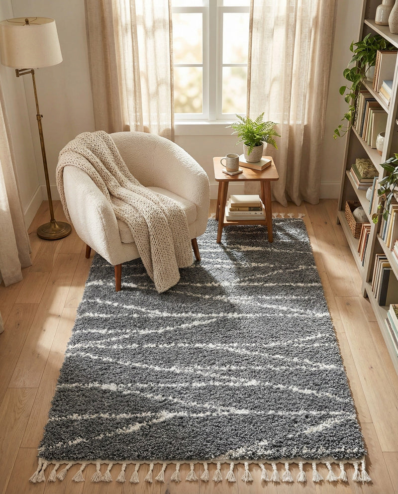 Tranquil Tides Shag Collection Area Rug -  Frost Rectangle Gray  lifestyle 35