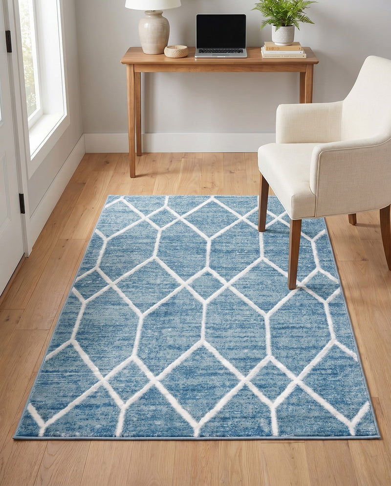 Garden Maze Retreat Collection Area Rug -  Greenbower Rectangle Blue  lifestyle 21