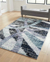Santa Fe Trails Collection Area Rug -  Navajo Rectangle Gray and Ivory  lifestyle 9