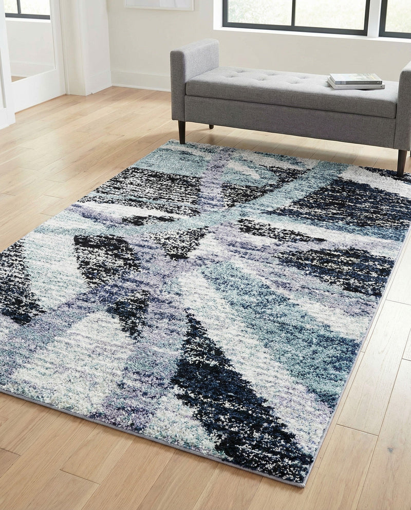Santa Fe Trails Collection Area Rug -  Navajo Rectangle Gray and Ivory  lifestyle 9