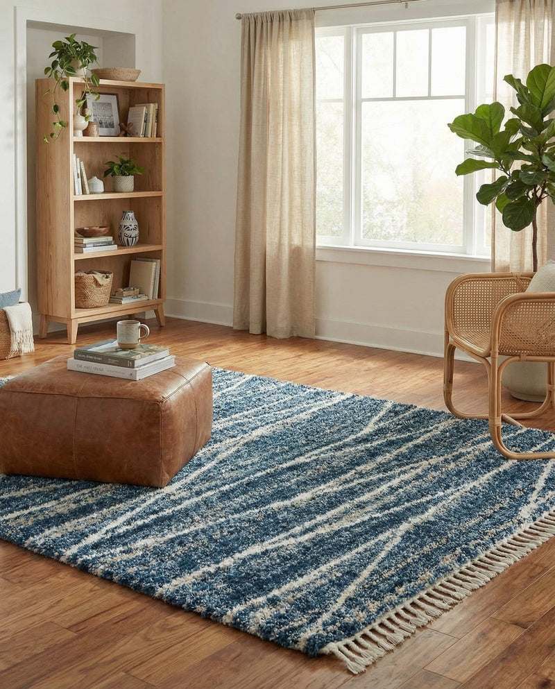 Tranquil Tides Shag Collection Area Rug -  Frost Rectangle Blue  lifestyle 38