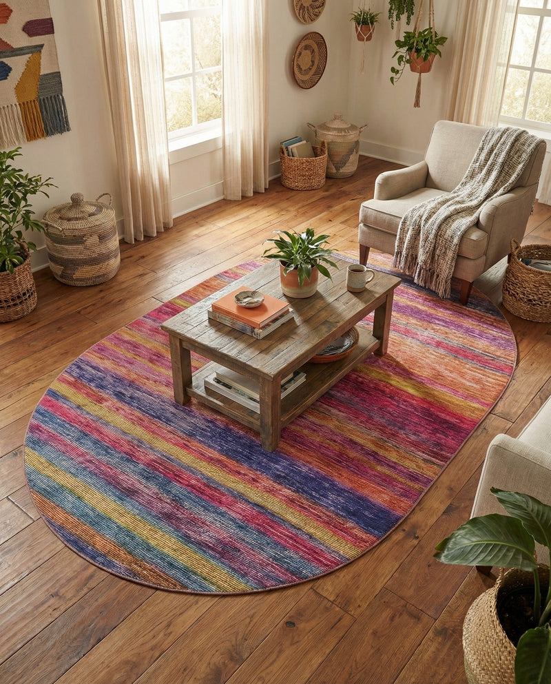 Sahara Essence Collection Area Rug - Oasis (Multi) Oval Multi  lifestyle 41