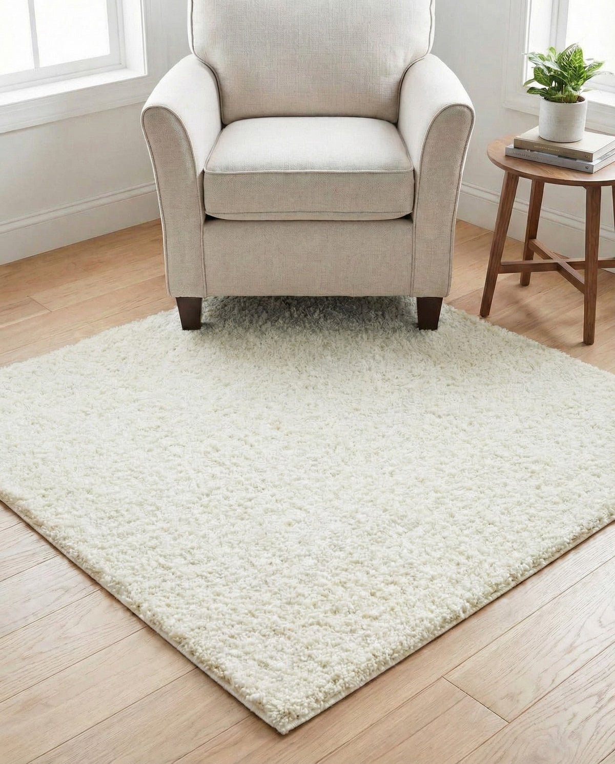 Cozy Comfort Shag Collection Area Rug - Haven (White) Square White  lifestyle 79