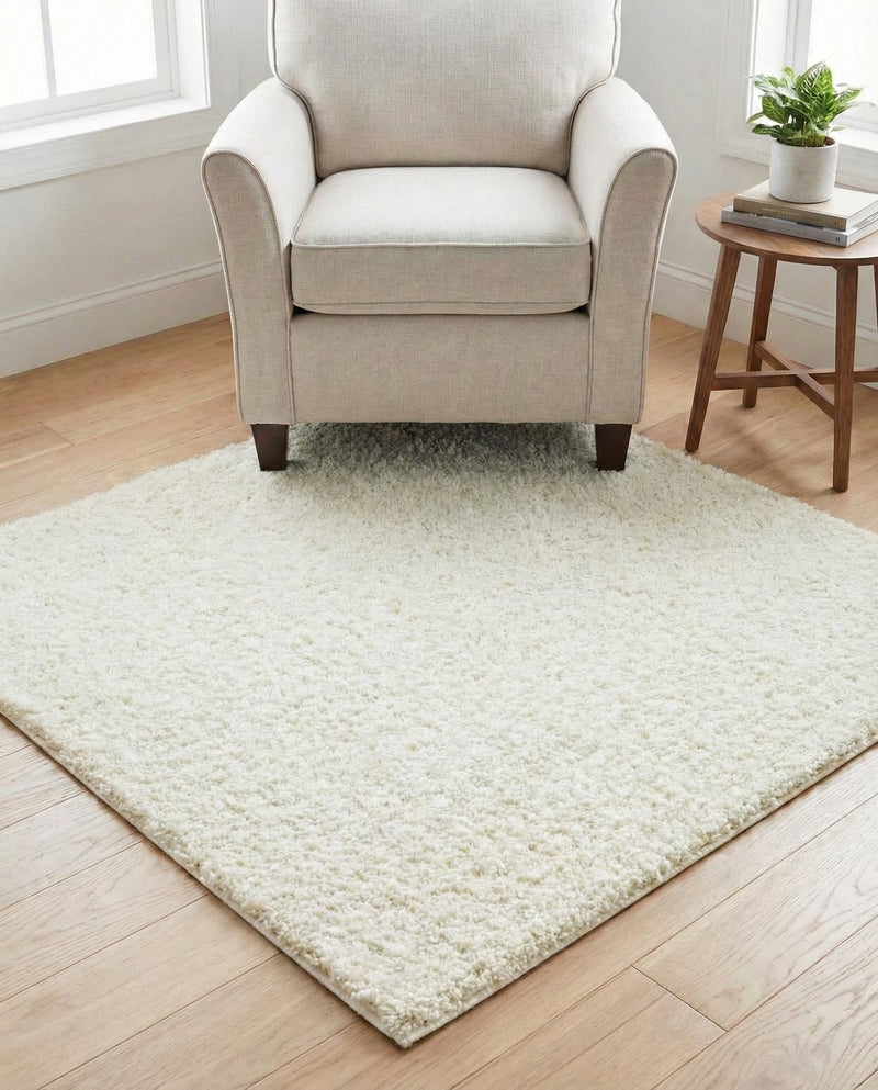 Cozy Comfort Shag Collection Area Rug - Haven (White) Square White  lifestyle 79