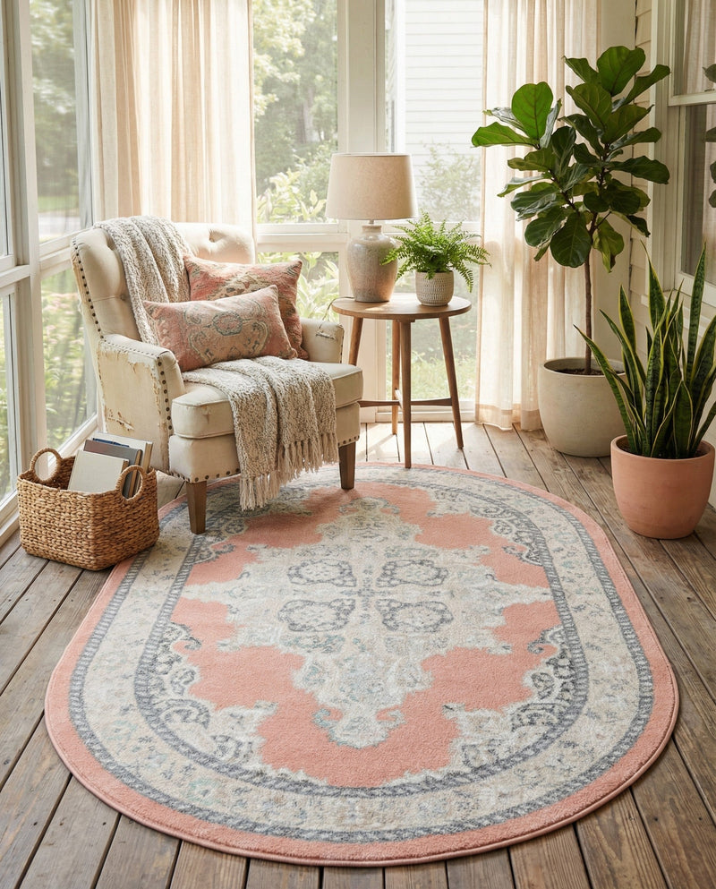Beverly Grove Collection Area Rug -  Fairfax (Rose) Oval Rose  lifestyle 59