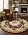 Versailles Elegance Collection Area Rug -  Louveciennes (Brown) Round Brown  lifestyle 74