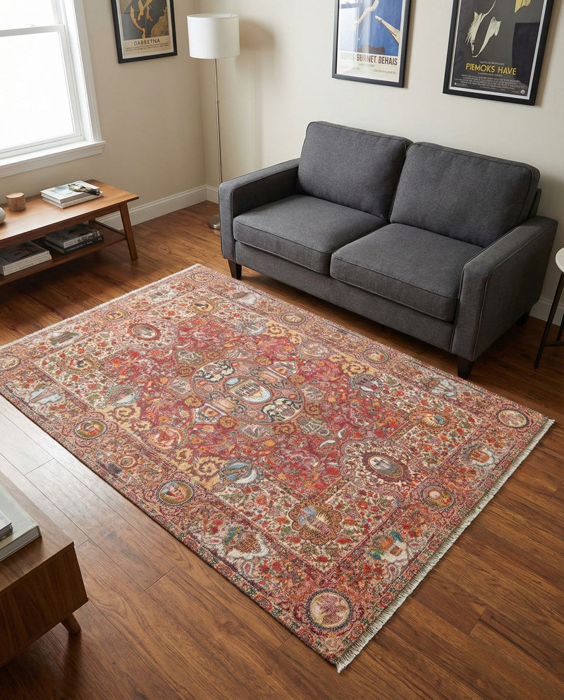 Bazaar Chic Collection Area Rug -  Khouribga Rectangle Rust Red  lifestyle 7