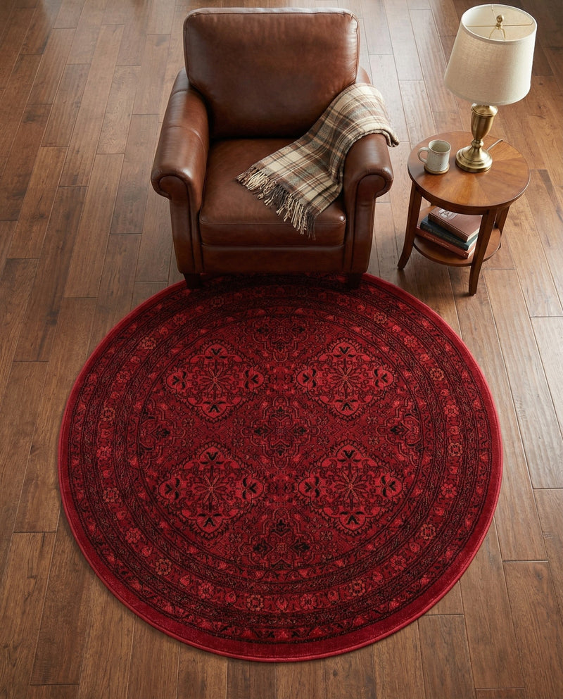 Samarkand Elegance Collection Area Rug -  Samanid Round Red  lifestyle 56