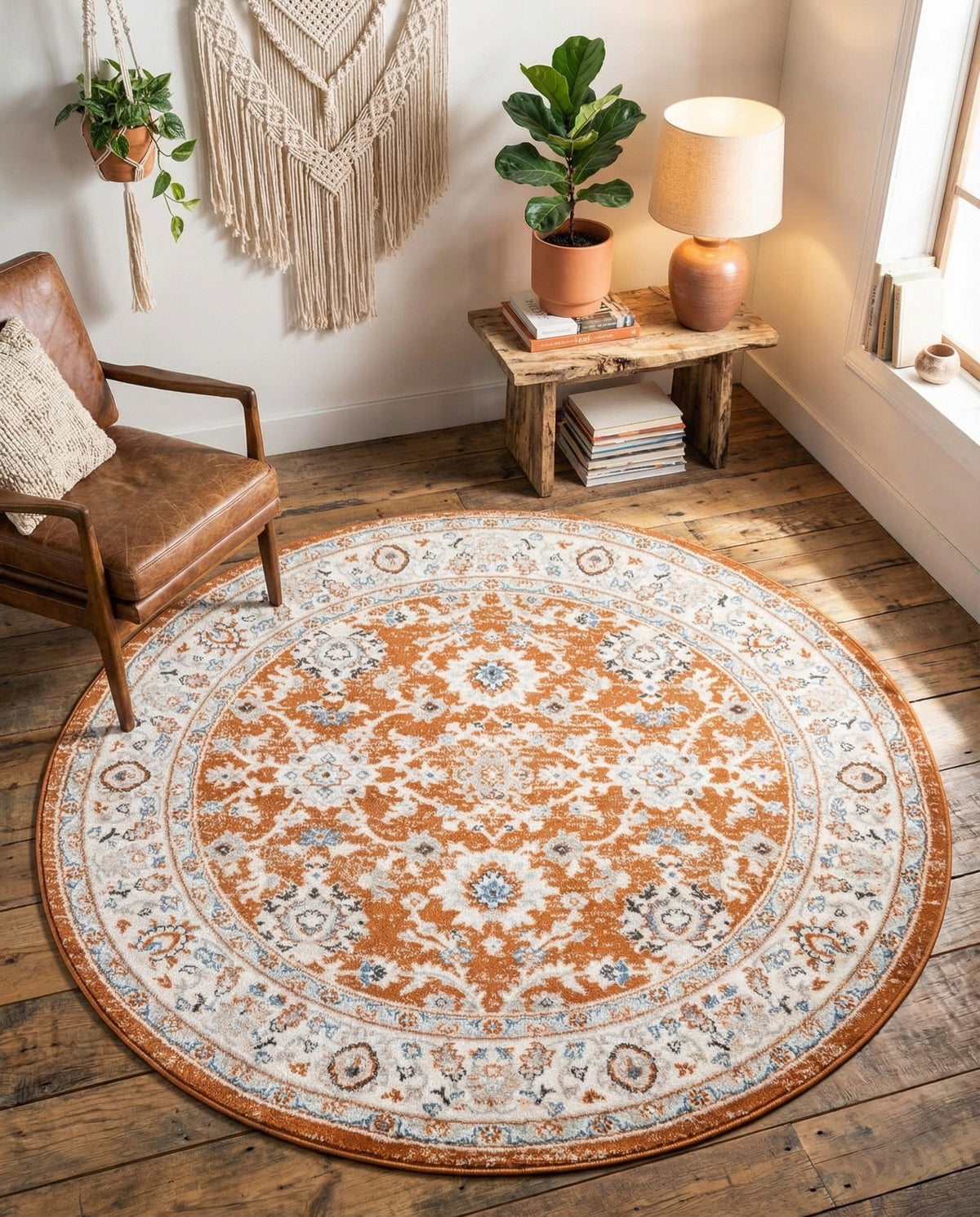 Savannah Elegance Collection Area Rug - Augusta (Rust Red) Round Rust Red  lifestyle 82