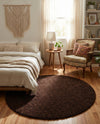 Plush Oasis Collection Area Rug - Serenity (Chocolate Brown) Round Chocolate Brown  lifestyle 77