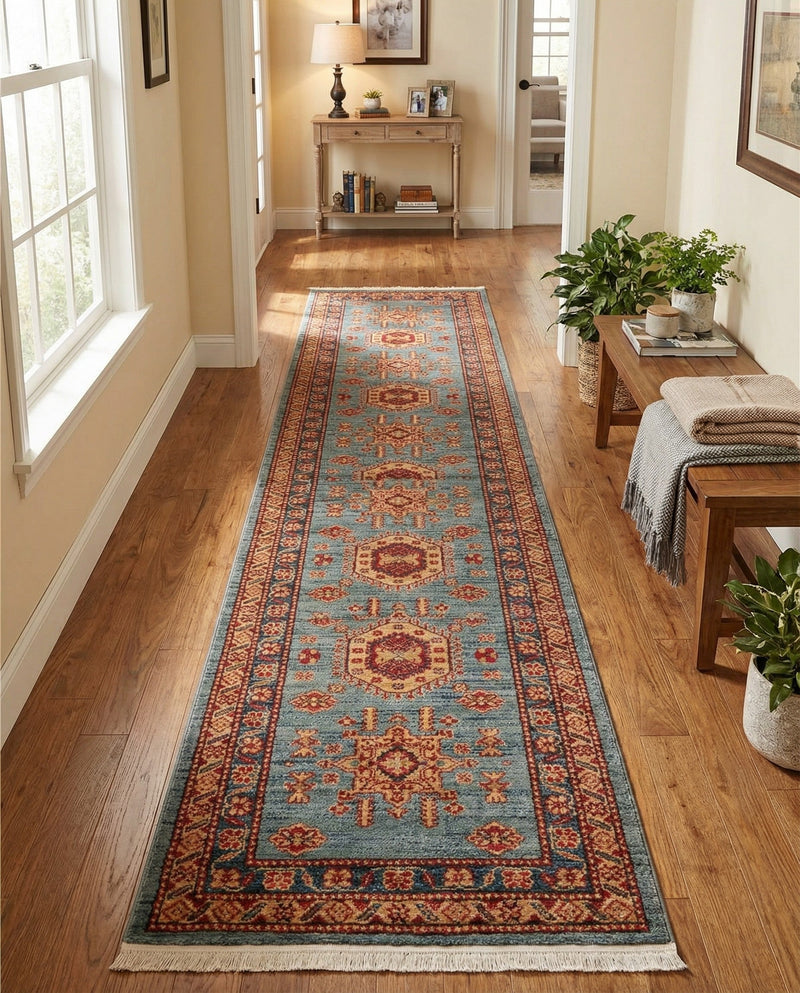 Persian Elegance Collection Area Rug -  Bushehr Runner Light Blue  lifestyle 57