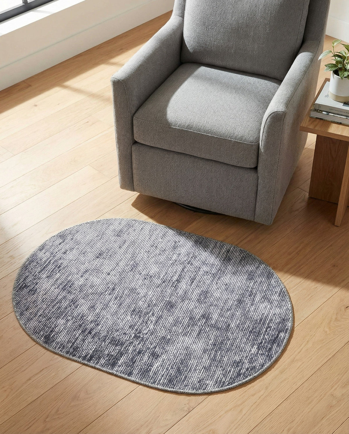 Sahara Essence Collection Area Rug - Oasis (Gray) Oval Gray  lifestyle 99