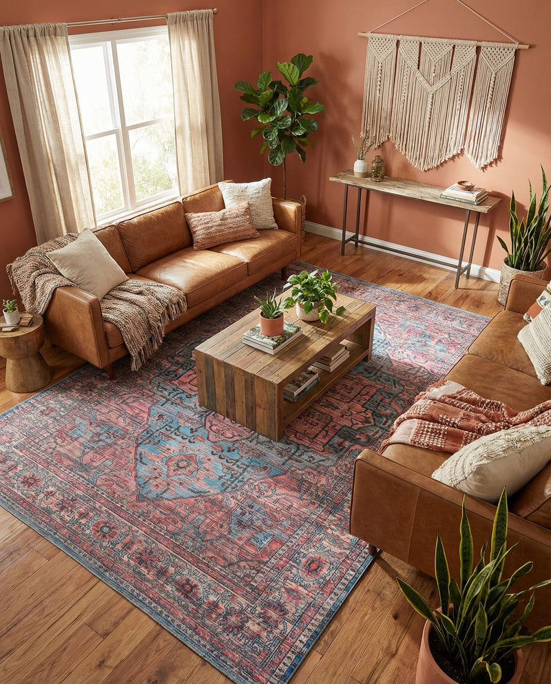 Zahara Oasis Collection Area Rug -  Fez Rectangle Blue  lifestyle 7