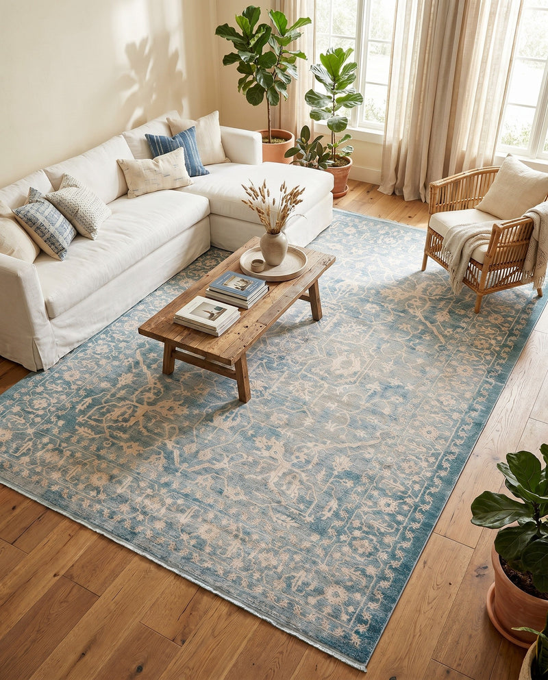 Rustic Charm Revival Collection Area Rug - Farmstead Rectangle Light Blue  lifestyle 25