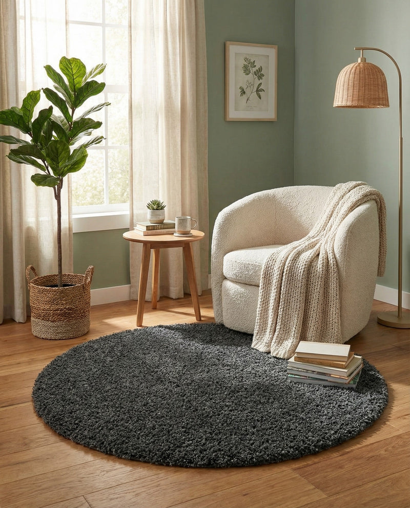Alpine Plush Collection Area Rug -  Cortina (Peppercorn) Round Peppercorn  lifestyle 74