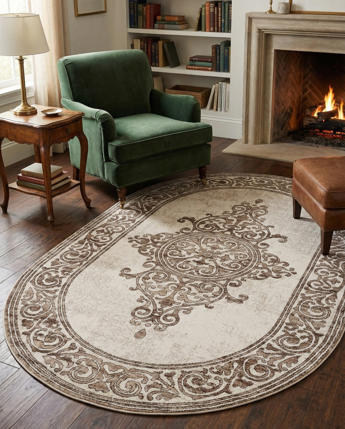 Sanctuary Retreat Collection Area Rug - Haven Oval Chocolate Brown  lifestyle 167