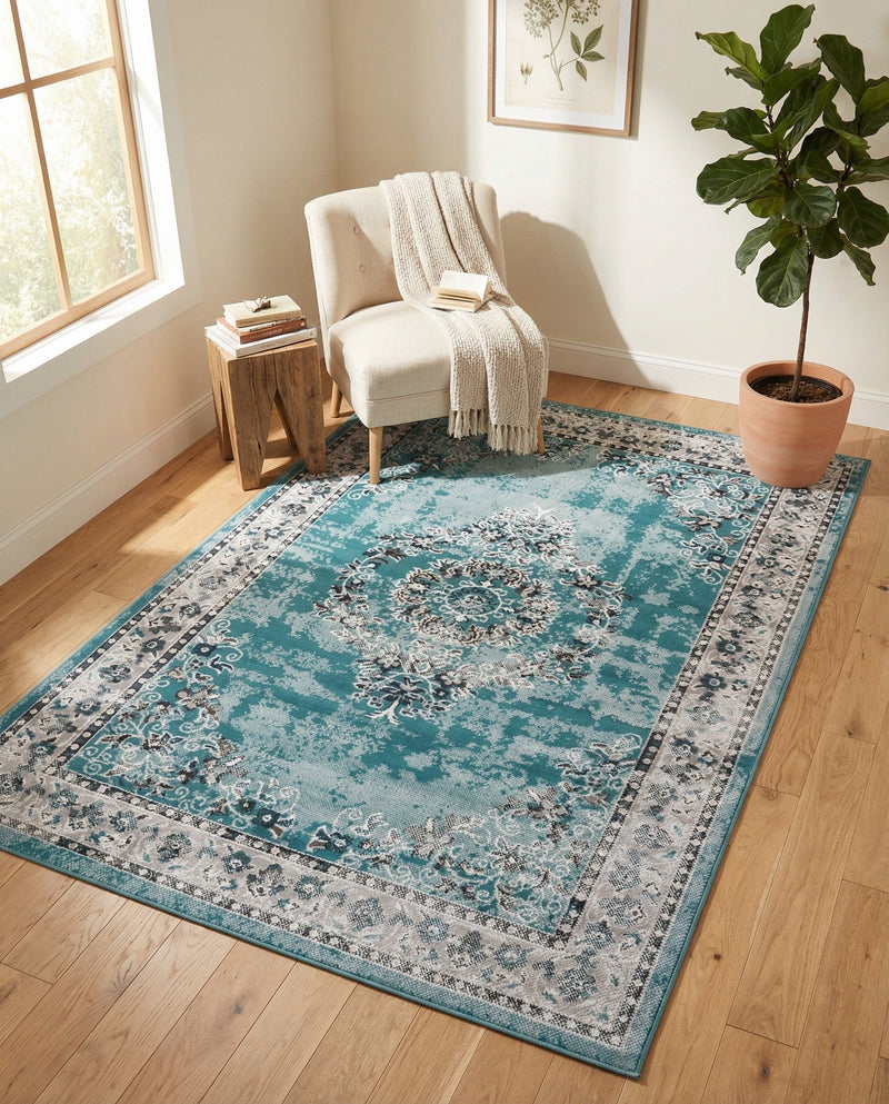Geneva Terrace Collection Area Rug -  Yverdon Rectangle Blue  lifestyle 29