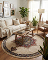Eden Oasis Collection Area Rug -  Tranquility (Cream) Round Cream  lifestyle 56