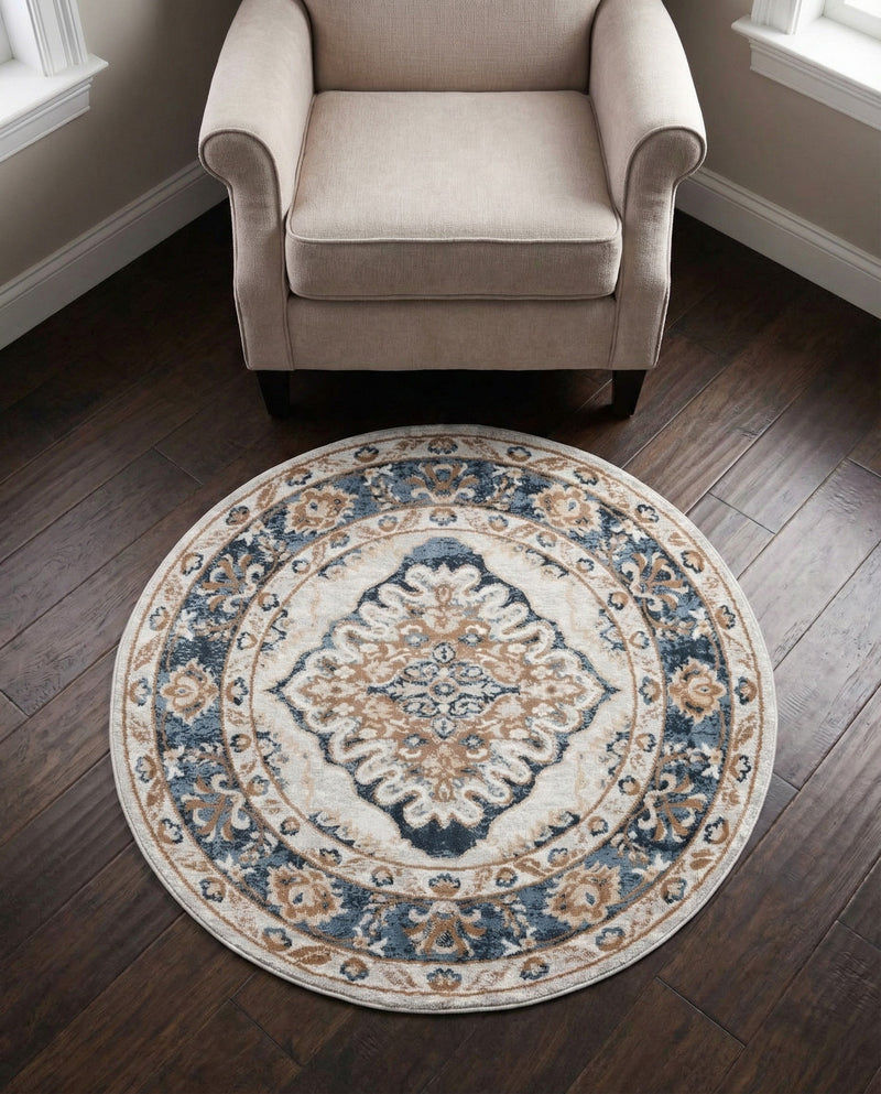 Cambridge Classics Collection Area Rug -  Magdalene (Cream) Round Cream  lifestyle 43