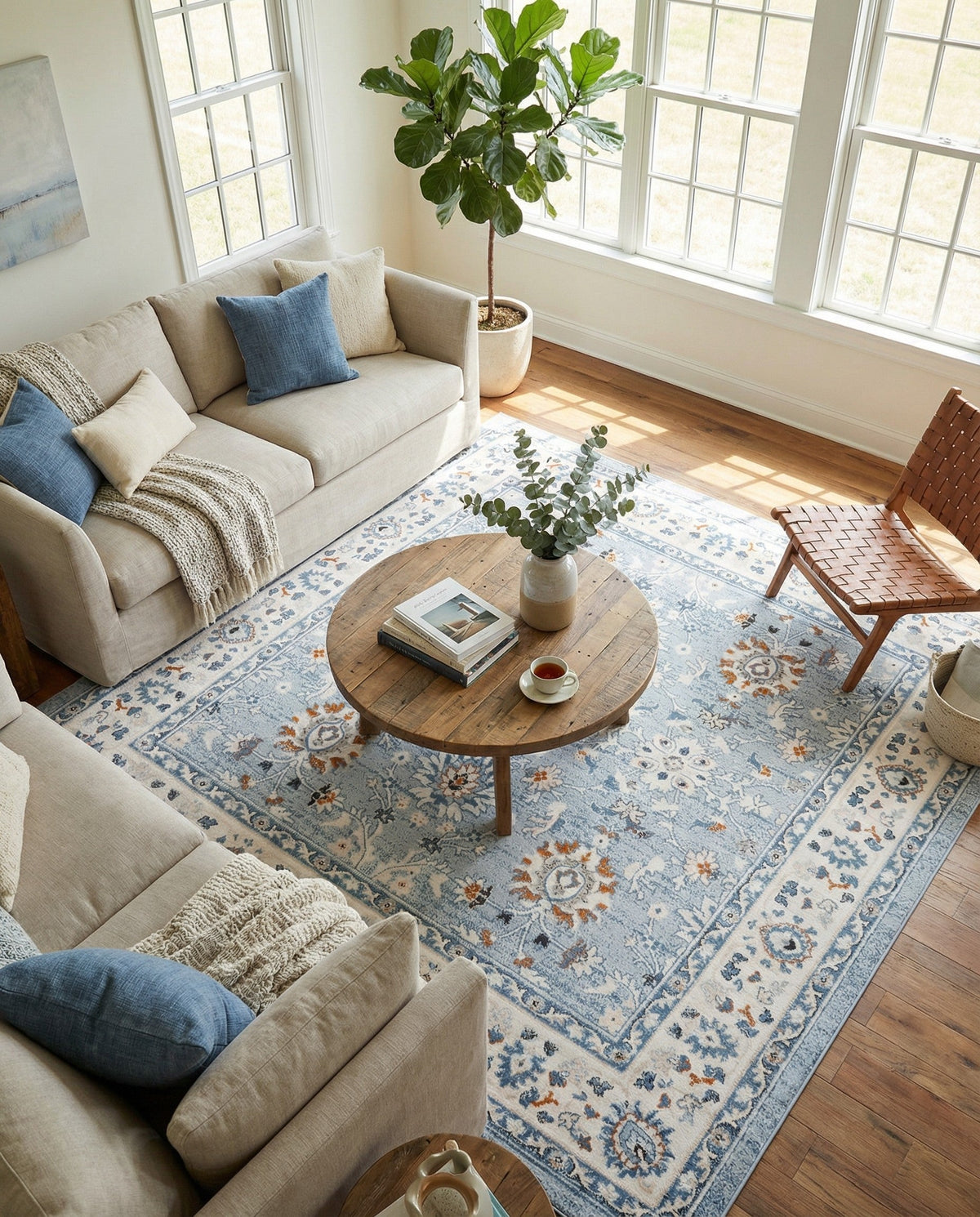 Savannah Elegance Collection Area Rug - Augusta (Aqua Blue) Square Aqua Blue  lifestyle 87