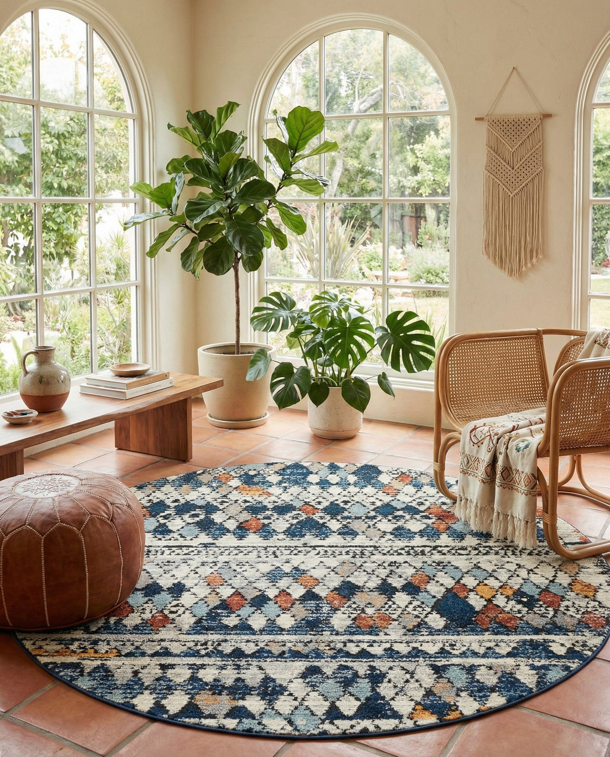 Tangier Treasures Collection Area Rug -  Marrakech Round Multi  lifestyle 150