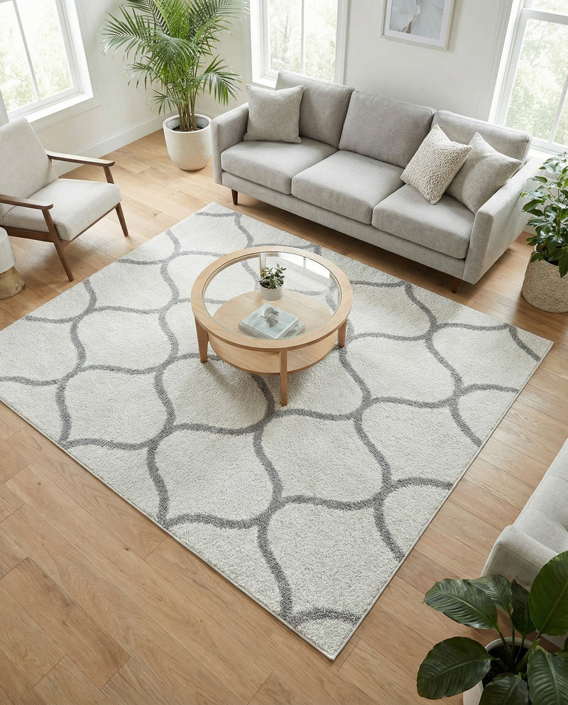Trellis Mosaic Collection Area Rug -  Pergolatown (Ivory) Square Ivory  lifestyle 37