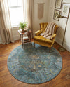 Caribbean Breeze Collection Area Rug -  Martinique Round Turquoise  lifestyle 65