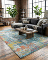 Caribbean Breeze Collection Area Rug -  Quantic Rectangle Blue  lifestyle 12