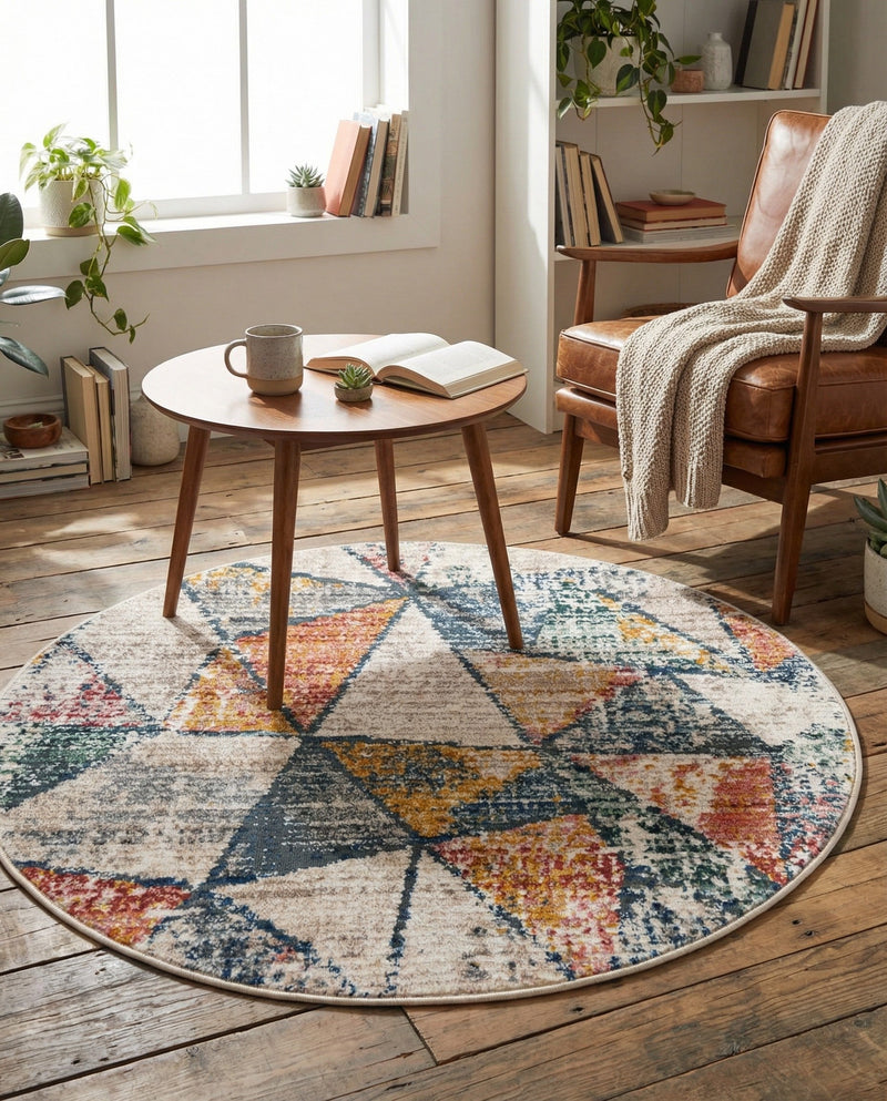 Jewel Oasis Collection Area Rug -  Topaz Round Multi  lifestyle 52