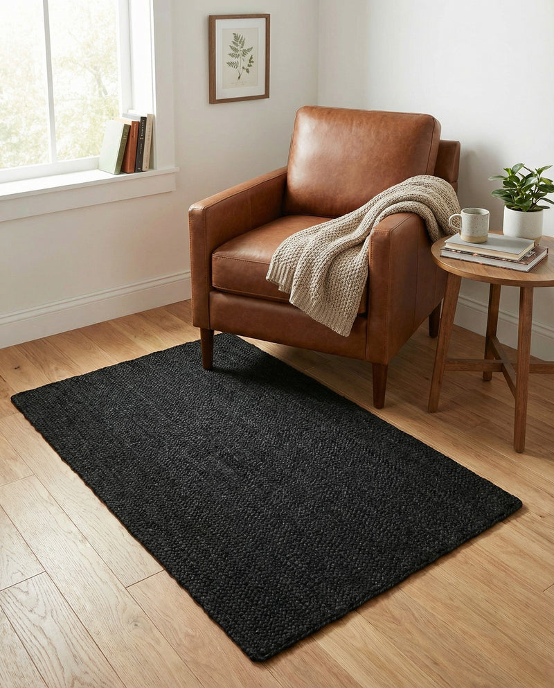 Woven Seaside Jute Collection Area Rug - Martha's Rectangle Black  lifestyle 16