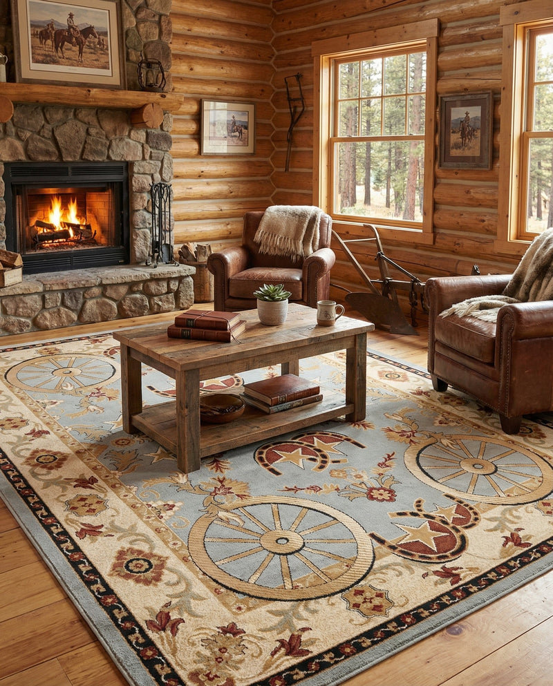 Frontier Trails Collection Area Rug -  Onyx Rectangle Blue  lifestyle 47
