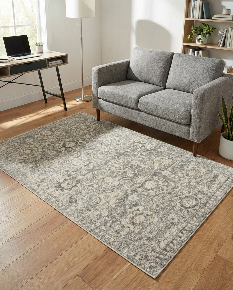 Seville Stripes Collection Area Rug -  Cordoba (Gray) Rectangle Gray  lifestyle 7