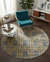 Hollywood Luxe Collection Area Rug -  Beverly (Gray Gold) Round Gray Gold  lifestyle 45