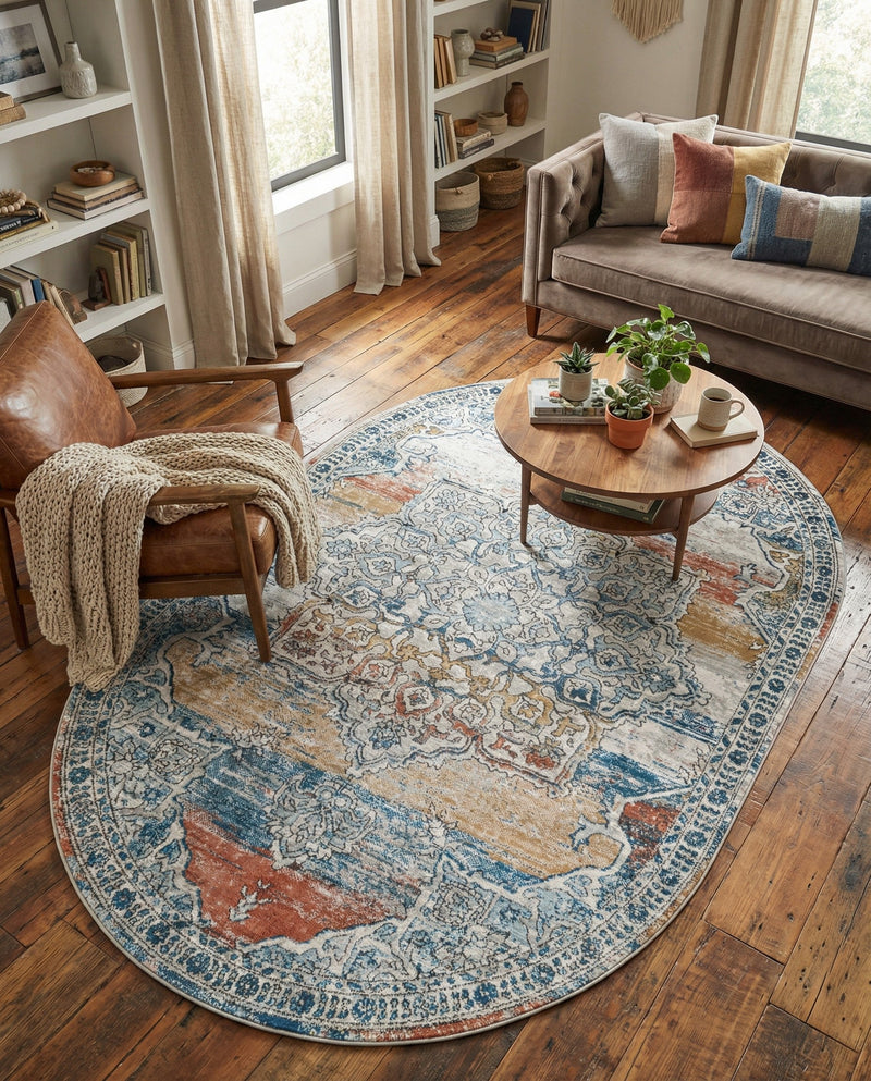 Mykonos Manor Collection Area Rug -  Tinos (Multi) Oval Multi  lifestyle 46