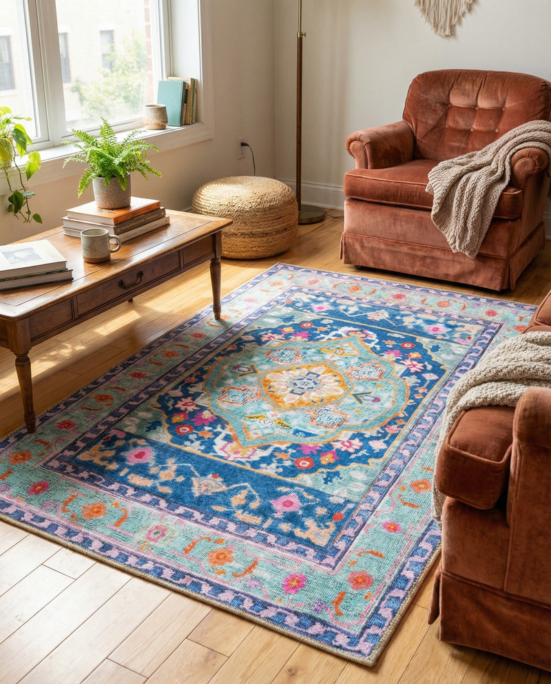 Heritage Elegance Collection Area Rug -  Taj Rectangle Blue  lifestyle 5