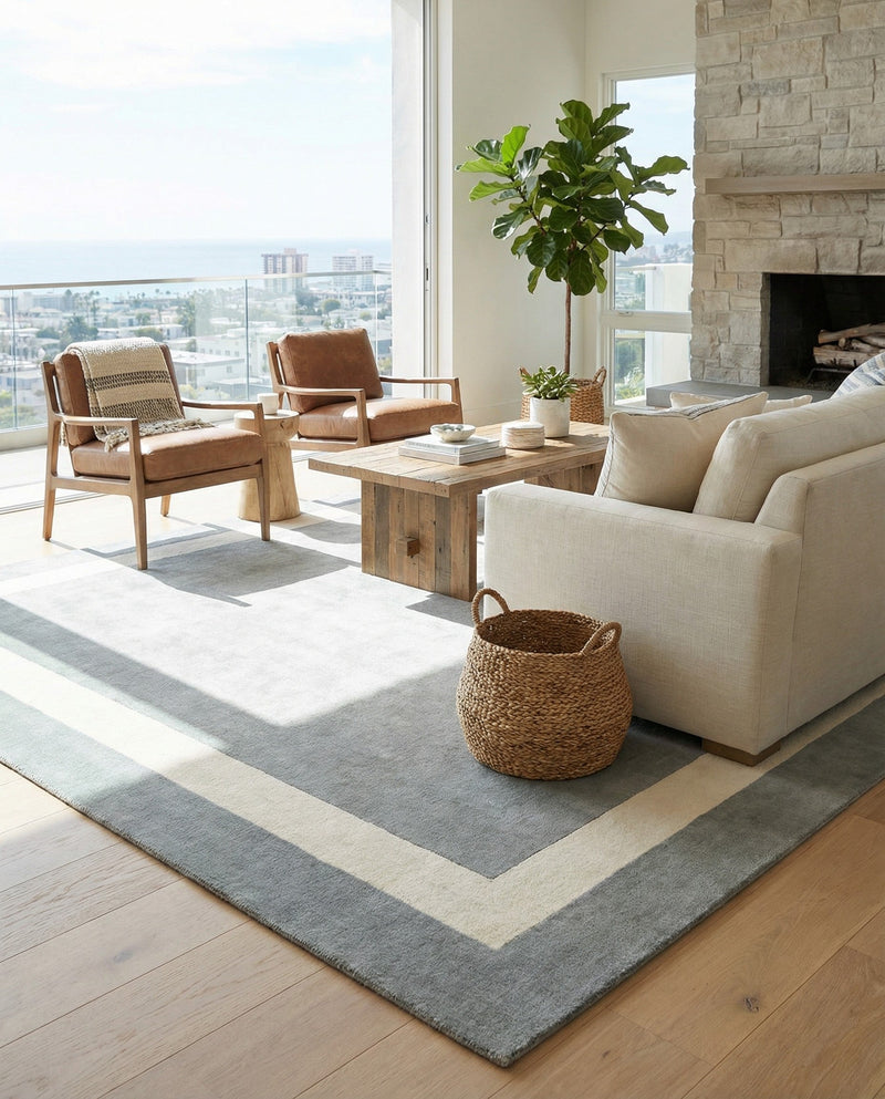 Savannah Borders Wool Collection Area Rug - Chatham Rectangle Earl Gray  lifestyle 76