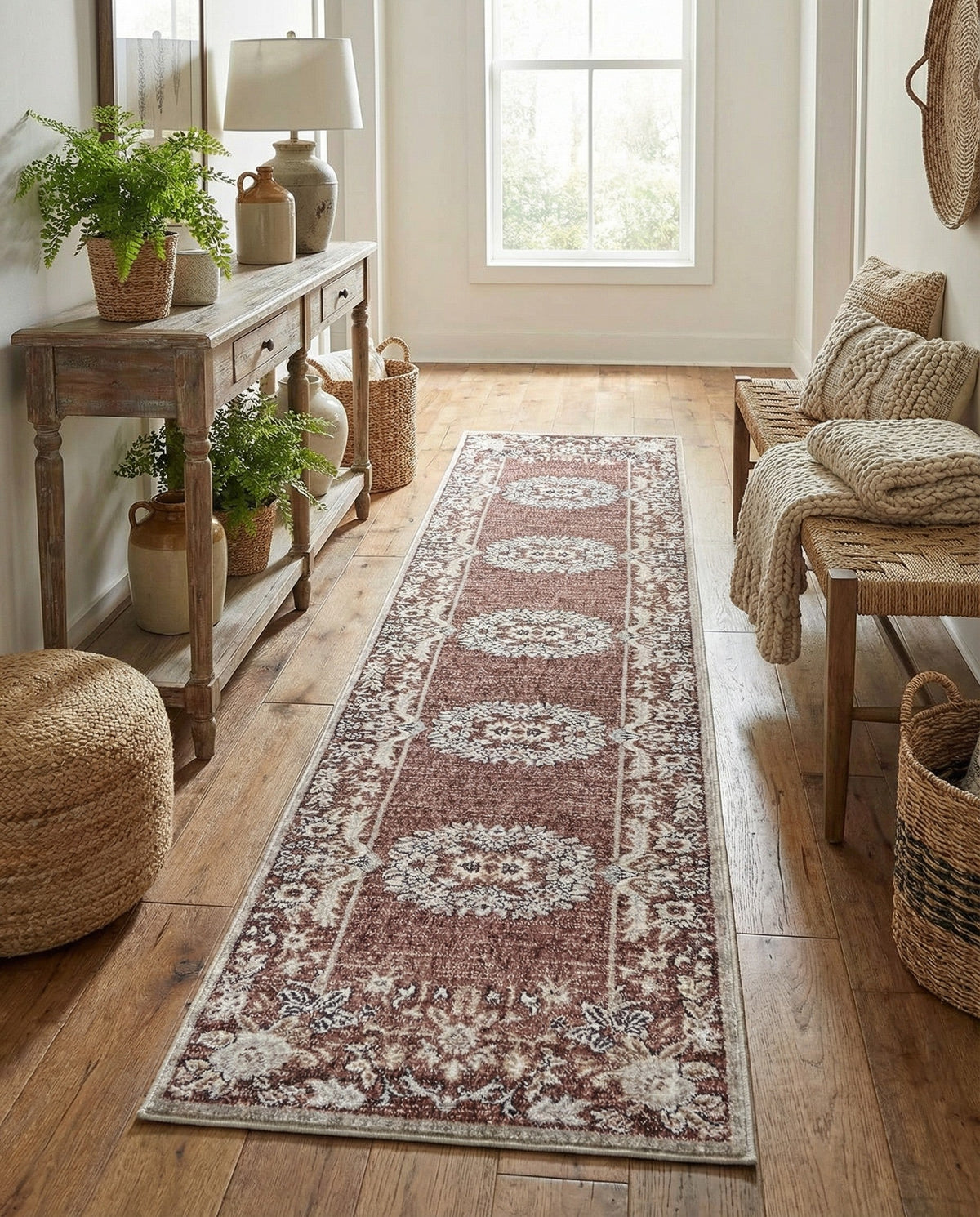 Heritage Harbor Collection Area Rug -  Seabreeze Runner Dusty Rose  lifestyle 180