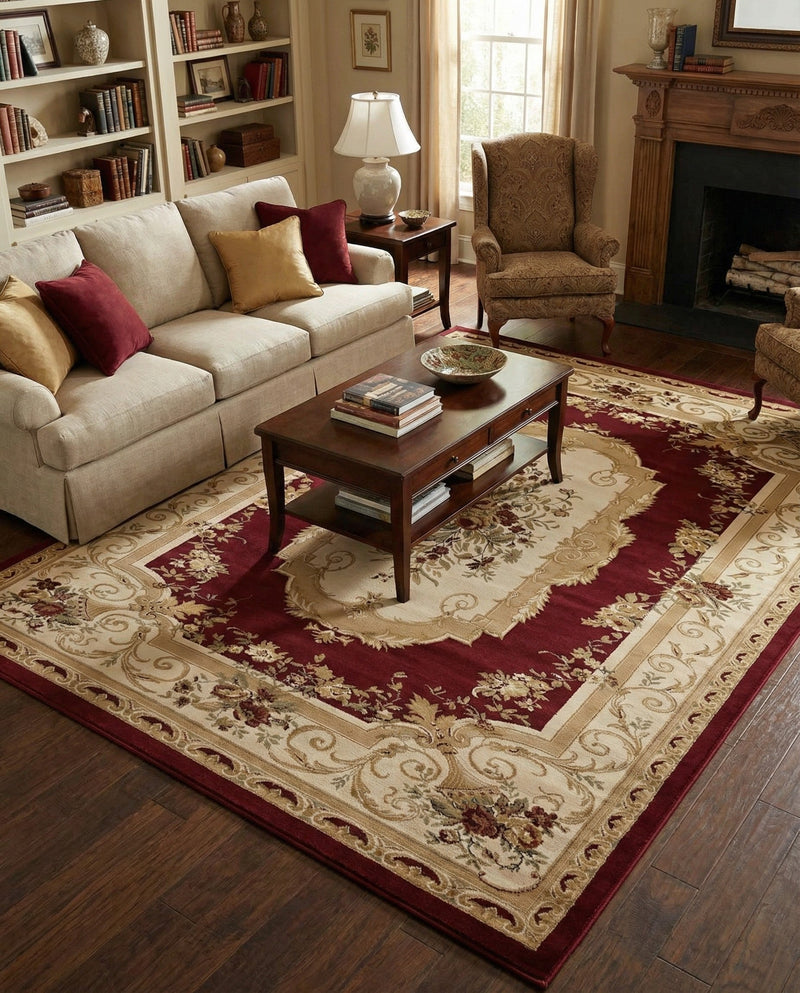 Versailles Elegance Collection Area Rug -  Louveciennes (Red) Rectangle Red  lifestyle 11