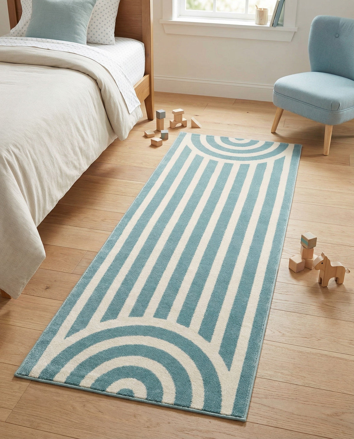 Wonder Tykes Collection Area Rug -  Joydale Runner Sky blue  lifestyle 150