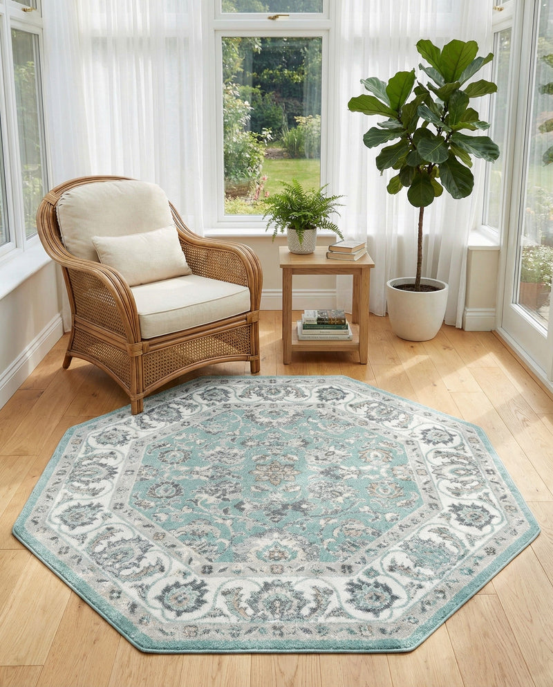 Adriana Terrace Collection Area Rug -  Positano (Aqua) Octagon Aqua  lifestyle 45