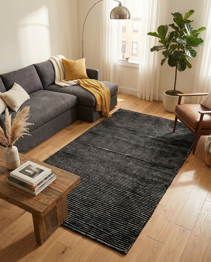 Nordic Loom Geometric Collection Area Rug - Oslo Rectangle Jet Black  lifestyle 30