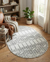 Marrakesh Lattice Collection Area Rug - Casablanca (Ivory Black) Oval Ivory Black  lifestyle 35