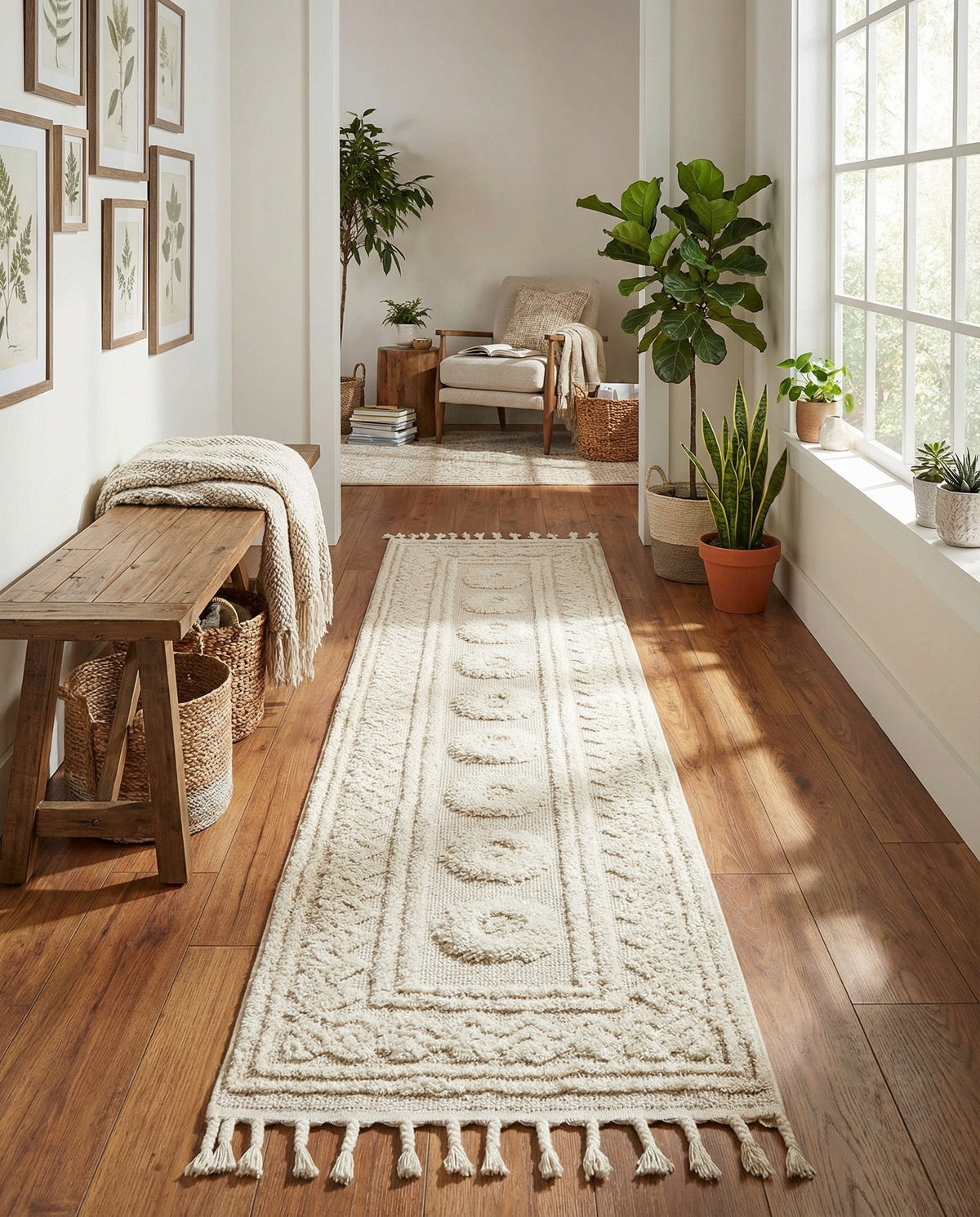 Sahara Chic Collection Area Rug -  Tangier Runner Ivory  lifestyle 140