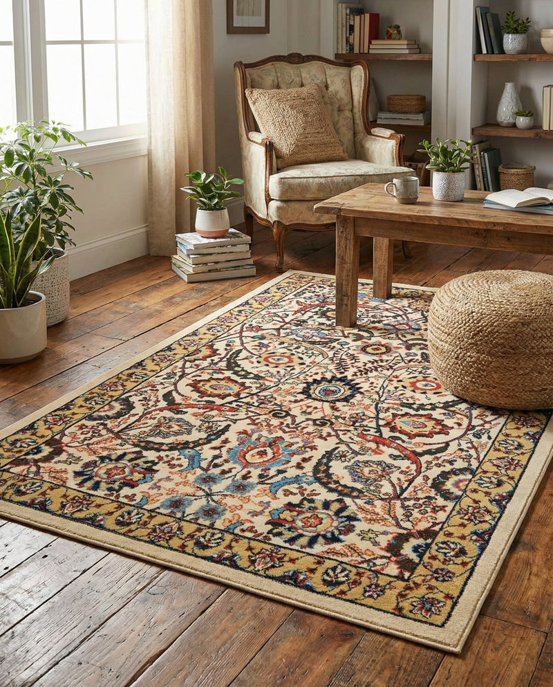 Tabriz Tapestry Collection Area Rug - Sahand (Cream) Rectangle Cream  lifestyle 21