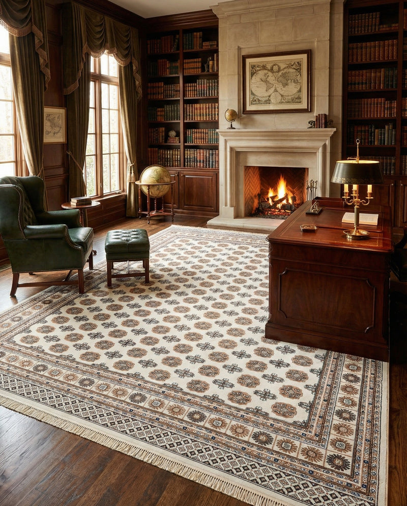 Samarkand Elegance Collection Area Rug -  Margilan (Ivory) Rectangle Ivory  lifestyle 5
