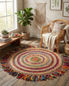 Osian Looms Collection Area Rug - Kathmandu Round Multi  lifestyle 28